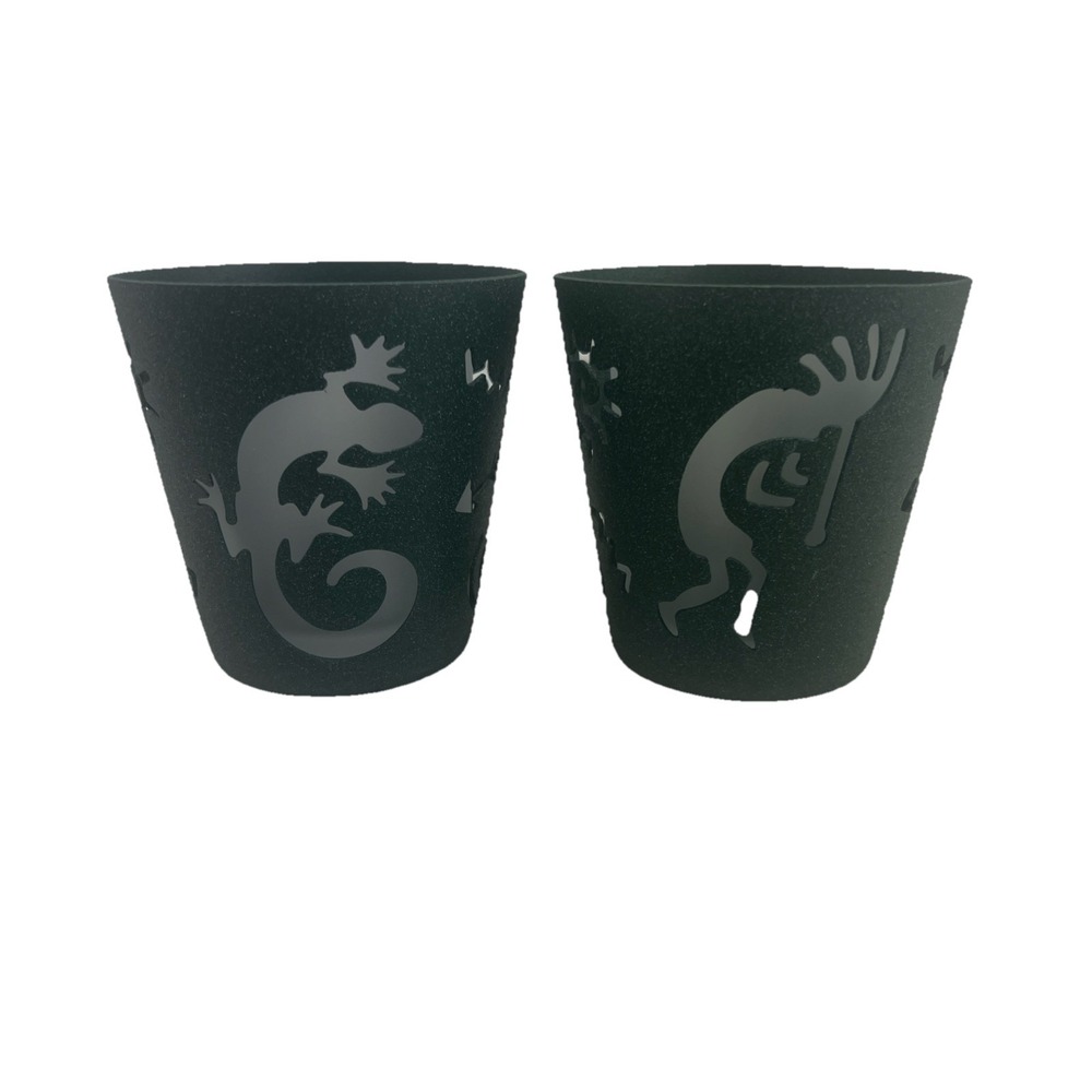 Metal w/ Glass Votive Holder Pair Southwest Gecko Kokopelli PartyLite Arizona